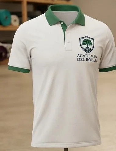 Polo escolar blanca con escudo bordado