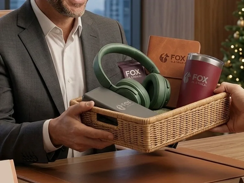 Canasta de fin de año con regalos corporativos personalizados
