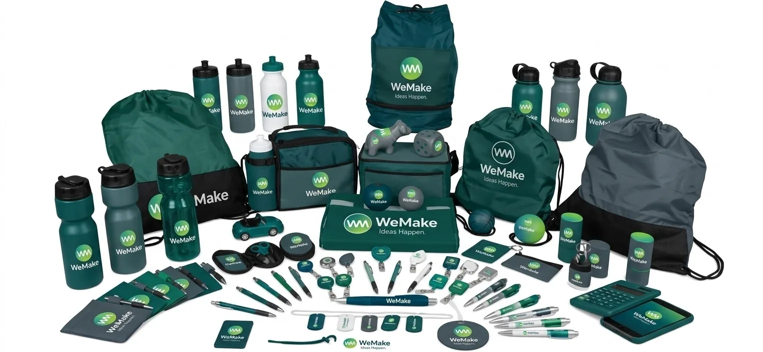 Artículos promocionales con el logotipo de WeMake