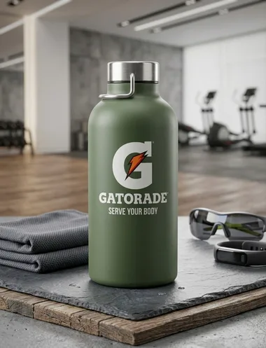 Termo verde personalizado con logotipo