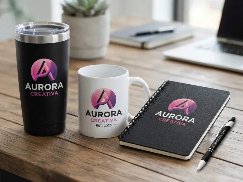 Termo, taza y libreta con logotipo a color en DTF UV