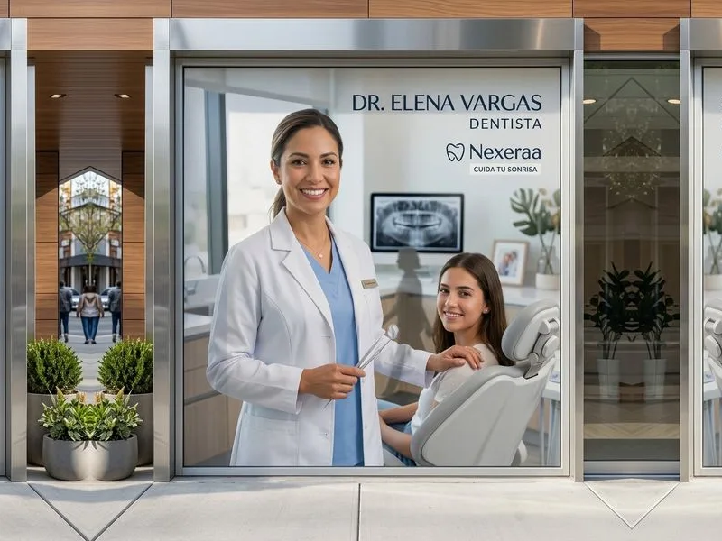 Vinil impreso en la vitrina de un consultorio dental