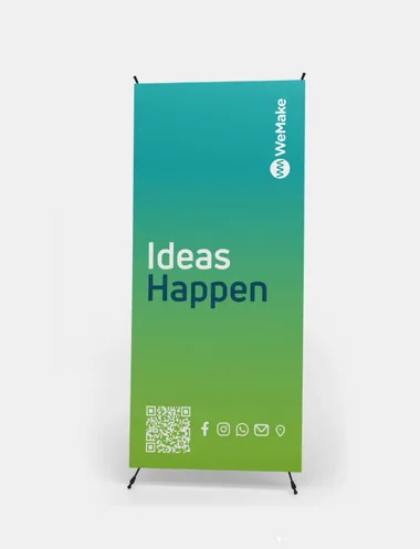 Printed display with a green and blue gradient