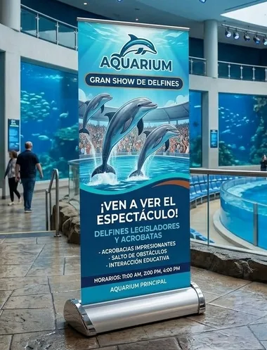 Roll-up de espectáculo en un acuario