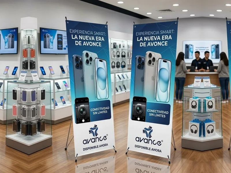 Printed X-banners in a phone store