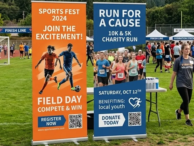 Printed displays at an outdoor sports event