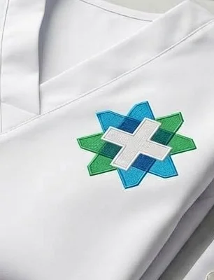 Filipina blanca con logotipo bordado