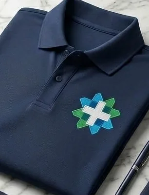Polo azul marino con logotipo bordado