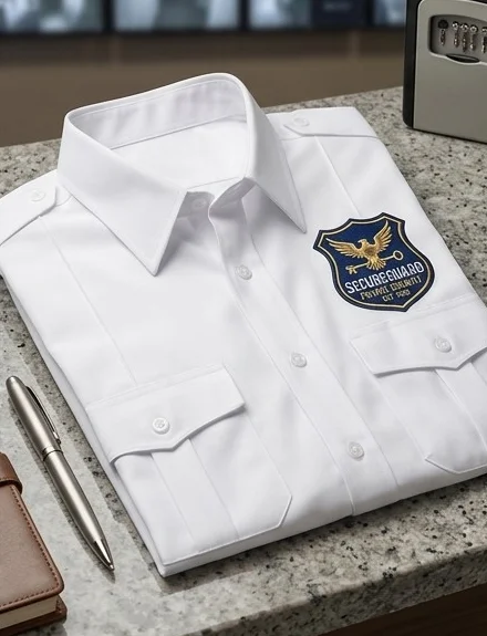 Camisa blanca de guardia con escudo bordado